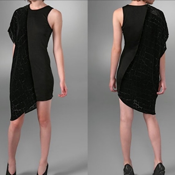 Alexander Wang Black Velvet Asymmetric Dress - Picture 4 of 8